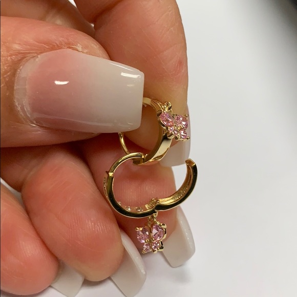 Gold Plated Huggies Butterfly Hoop Earrings - Picture 9 of 12